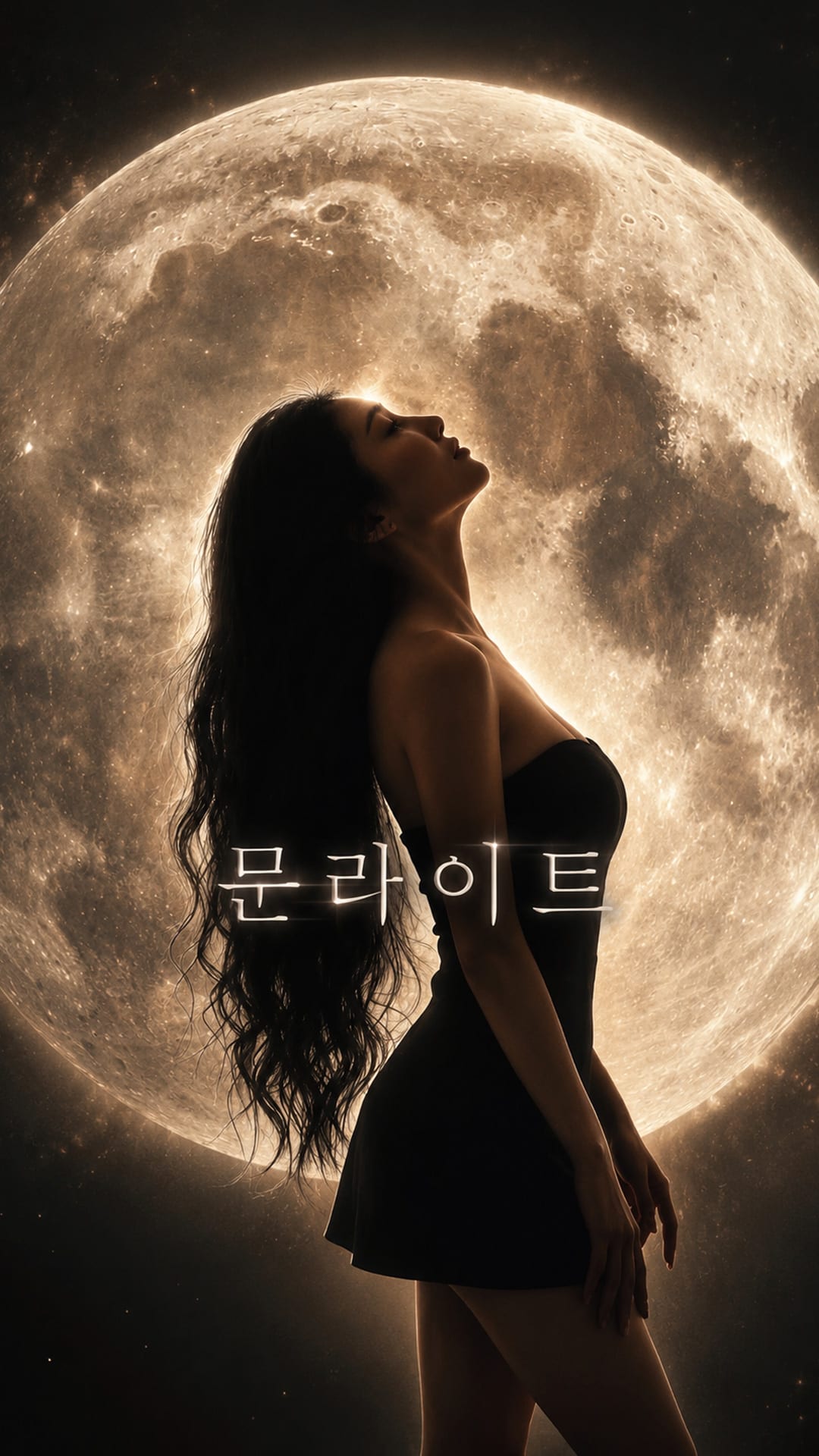 문라이트 매장 포스터 속 사진 달빛에 비친 여성의 옆모습