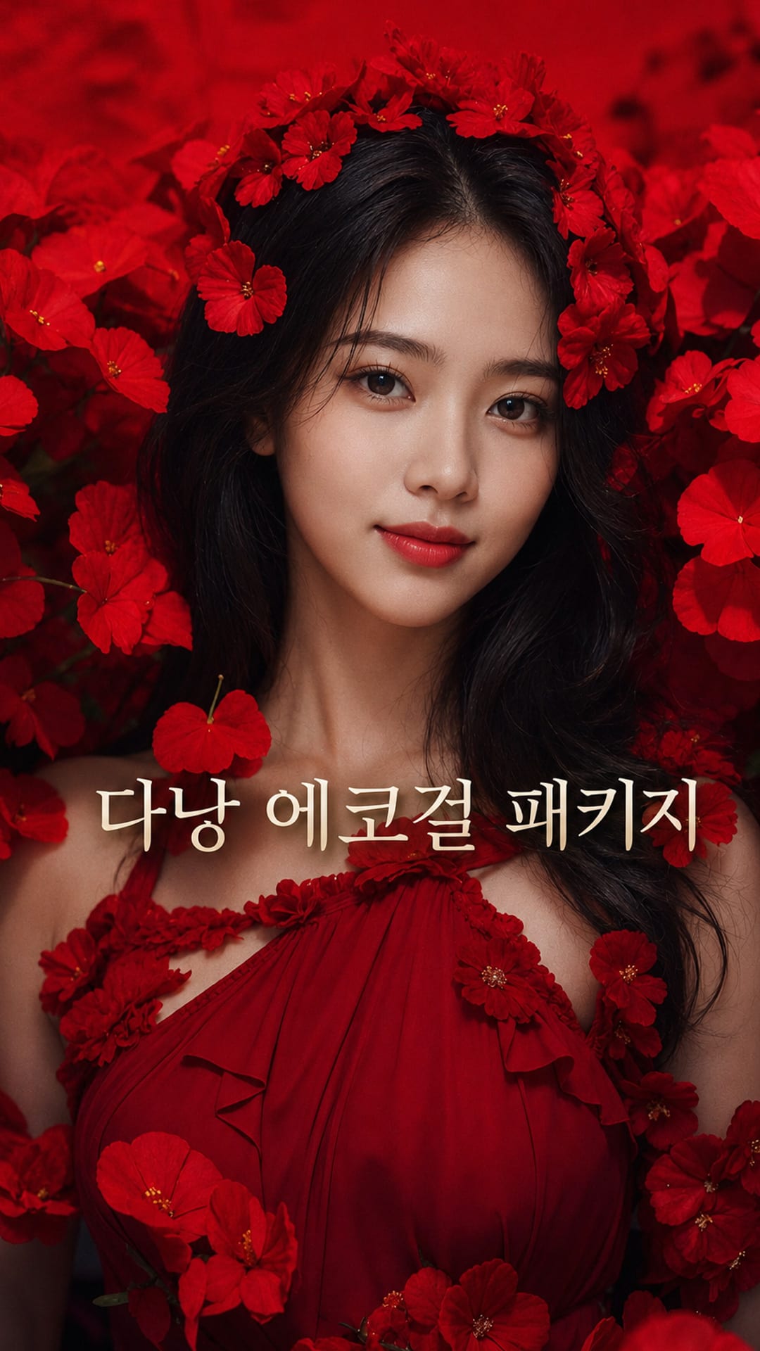 에코걸 패키지 홍보 포스터 속 여자가 정면을 바라보는 모습