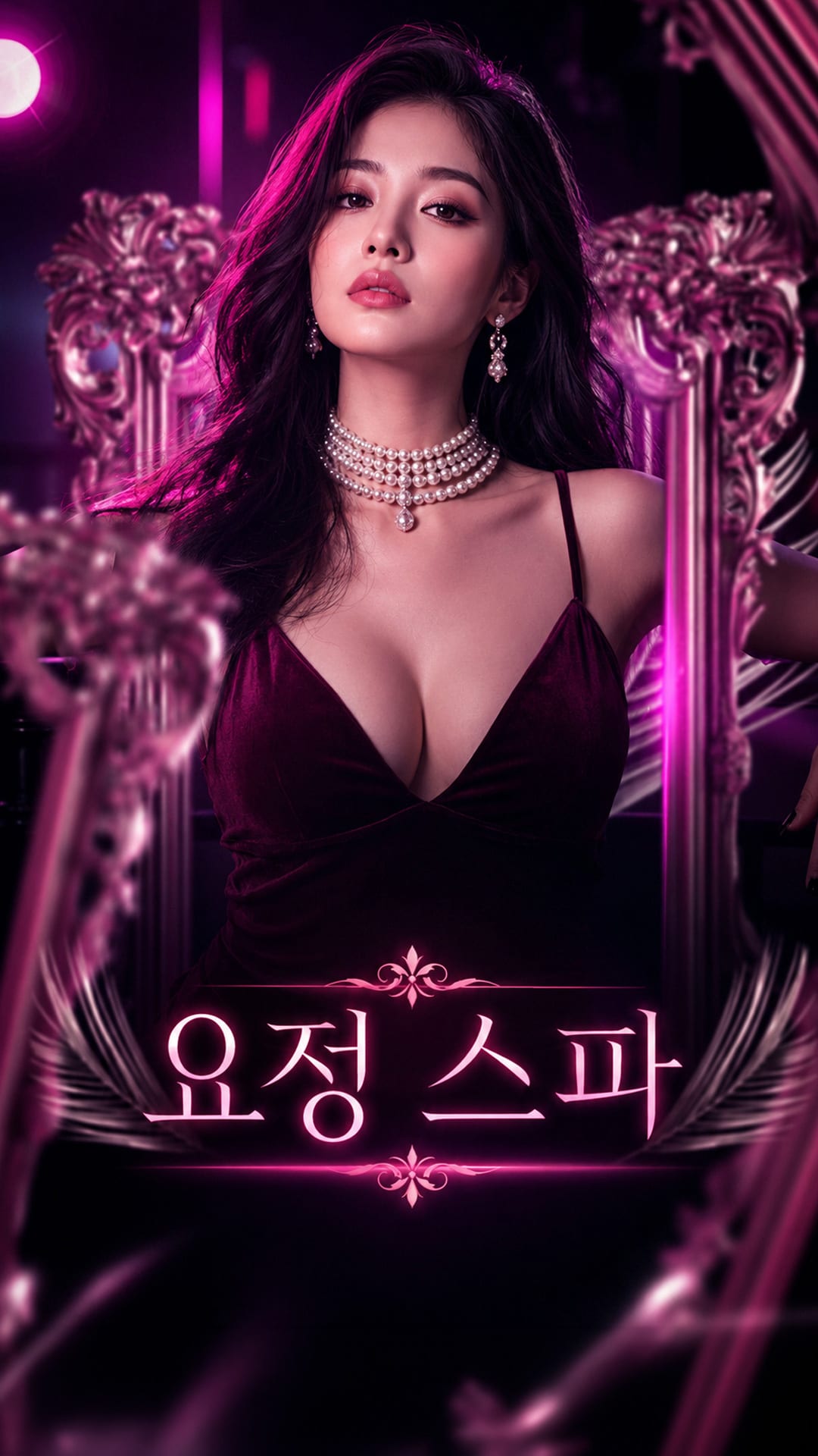 요정 스파의 매장 포스터 속 모델이 의자에 앉아 정면을 응시한다